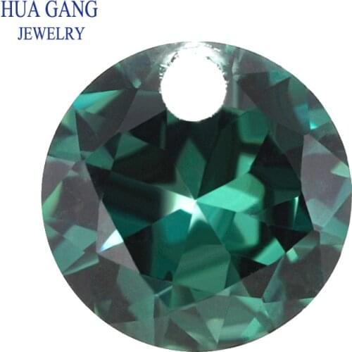 152# Green Spinel Round Shape Brilliant Cut Synthetic Spinel Stone With Hole For Jewelry Size 3x3-10x10mm Free Shipping
