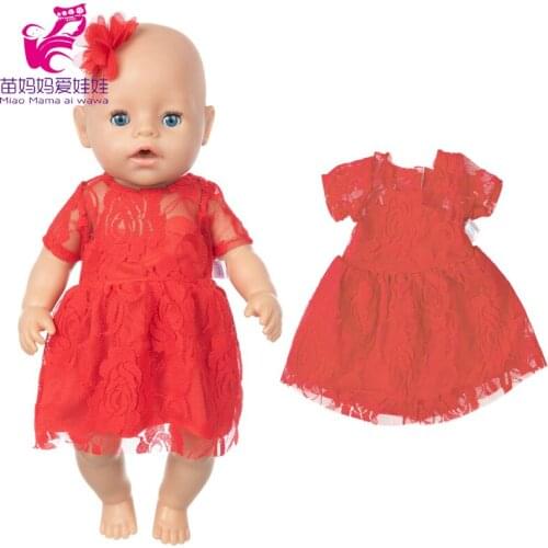 18 Inch Girl Doll Red Lace Dress Toy Doll Dress Baby Doll Skirt Toys Wears