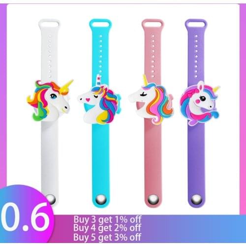 2Pcs Cute Unicorn Cartoon Wristband Hand Dispenser Portable hand sanitizer hand sanitzer hand sanatizer holder for children Kids