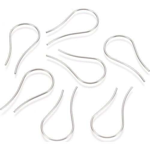 20pcs 304 Stainless Steel Earring Hooks Ear Wire For Fashion Earring jewelry making DIY Accessories Stainless Steel Color