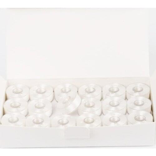 36pcs White color Plastic Sided L Size 120 yards Prewound Bobbin Thread Machine Embroidery Bobbins Threads 144 bobbins per box