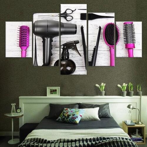 5 pieces hair painting hair dressing salon wall Art Picture Home Decoration Canva Print painting posters printed on canvas