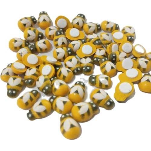 50pcs Wooden Bee Mini DIY Scrapbooking Crafts Wood Cutout Fridge Stickers Home Wall Decor Birthday Party Decorations