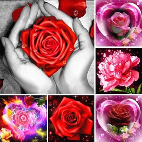 5D DIY Diamond Painting Flower Rhinestone Picture Rose Cross Stitch Kit Diamond Embroidery Square/Round Mosaic Home Decoration