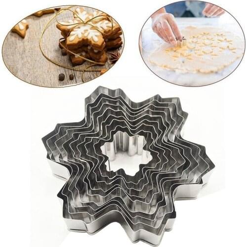 9pcs Stainless Steel Cookie Cutter Tools Snowflake Shaped Biscuit Pastry Mold Cake Decorating Baking Kitchen Tools