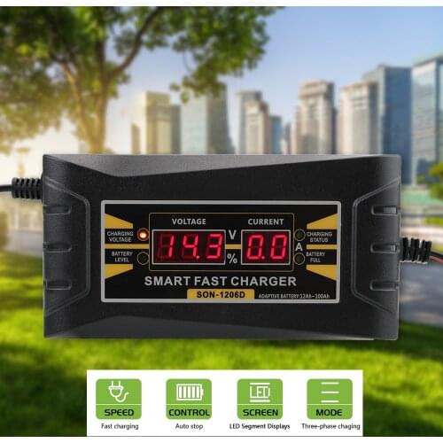 Full Automatic Car Battery Charger 12V 6A LCD Display US EU Plug Smart Fast Power Charging Lead Acid Battery-chargers 150V-250V