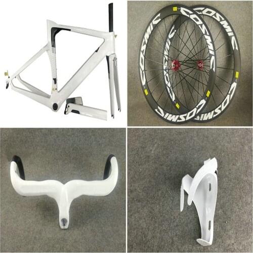 Customize logo White Concept Road Carbon Frame Glossy + 50mm wheelset Carbon Handlebar Bottle Cages V3RS C64 frame