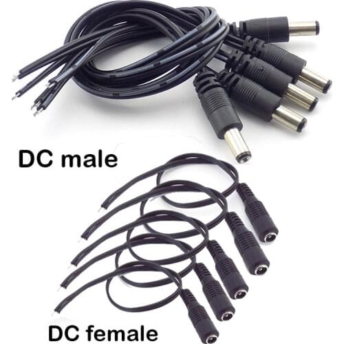 DC 5.5x2.1mm Female Male Plug Jack Power Supply Cable Wire Connecter Adapter Connectors for LED Lights Strip CCTV Camera