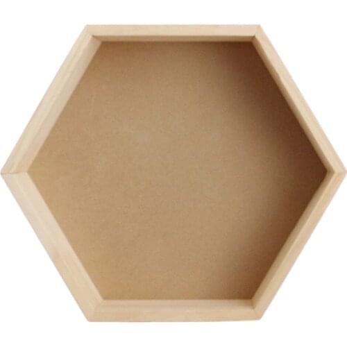 HOT-Nordic Style Nursery Kids Room Decoration Shelf Wooden Honeycomb Hexagon Shelves for Baby Child Bedroom Decoration-Wood Colo
