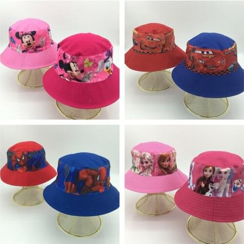 Disney Marvel Spiderman Childrens Cartoon Fisherman Hat Minnie Cloth Hat Girl Frozen Outdoor Visor Boy Hip Hop Bucket Hat