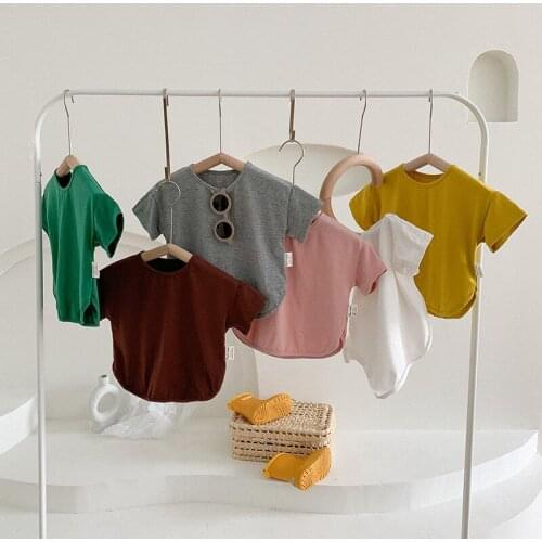 Childrens Clothing 2021 Summer New Kids Boys Girls Cotton T Shirts Casual Loose Split Korean T-shirt for Toddler Baby Kids Tees