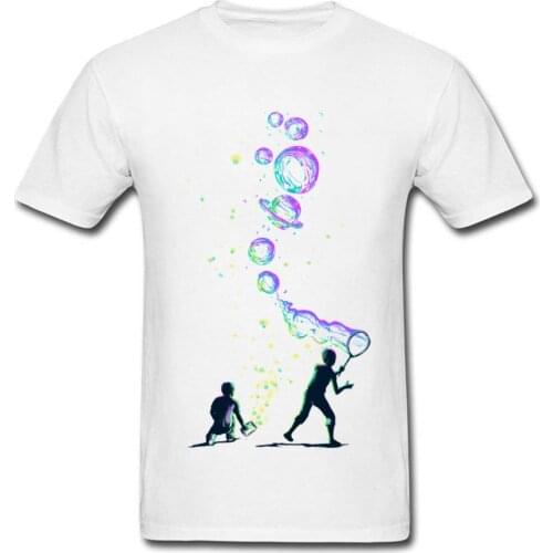 Bubble T-shirt For Men Student T Shirt Make Your Own Universe Tops Tees 100% Cotton Short Sleeve Simple Style Tee Shirts Novelty