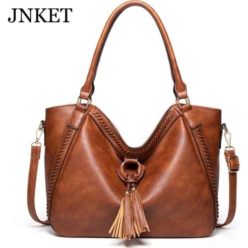 JNKET New Retro Women PU Leather Handbag Shoulder Bag Casual Crossbody Bags Large Capacity Message Bag