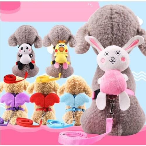 Small Dog Harness and Leash Set Pet Cat Vest Harness Cute Angel Wing Princess Pet Dog Harness Leashes Adjustable Leashes