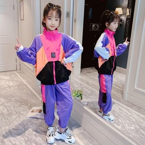 New Zipper Childrens Clothes Baby Girls Tops+ Pants 2pcs/Set Kids Spring Summer Costume Teenage Clothing High Quality