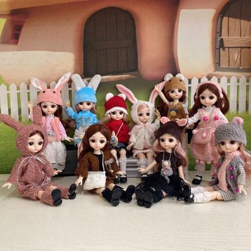 Girl 12 inch Rabbite Dress 30CM Bjd Doll 15 Movable Joints Dolls With Animal Suit Make up DIY Bjd Doll Best Gifts Handmade BJD