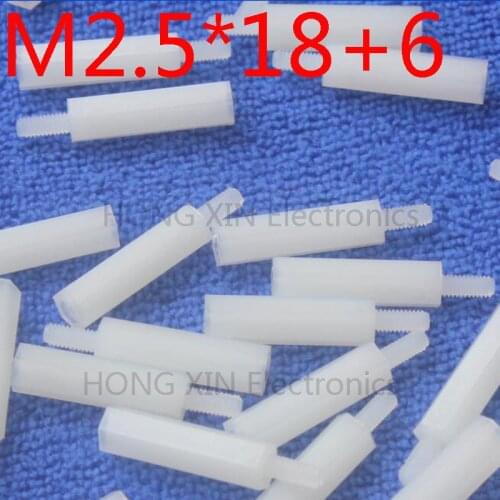 M2.5*18+6 1pcs White nylon Standoff Spacer Standard M2.5 Male-Female 18mm Standoff Kit Repair parts High Quality