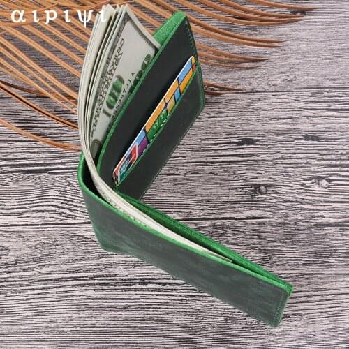 Moterm Leather Mens Wallet Short Purse Retro Card Holder Customizable Business Folding Coin Pocket Wholesale