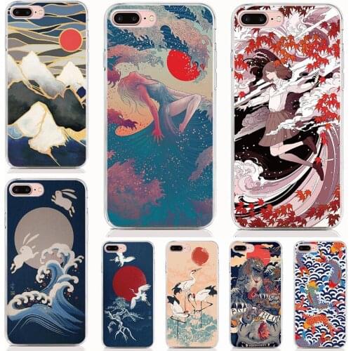 For LG Stylo 4 5 Nexus 5X G7 G6 Q7 K7 V40 V30 Soft Tpu Silicone Case Cartoon Wave Art Japanes Back Cover Coque Shell Phone Cases