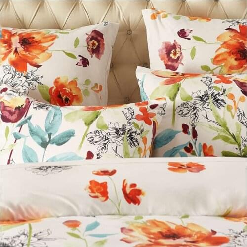 Soft Washed Cotton Floral Bedding Set Bed Linen Solid Duvet Cover Bed Sheet In Stock Adult Youth Bedclothes