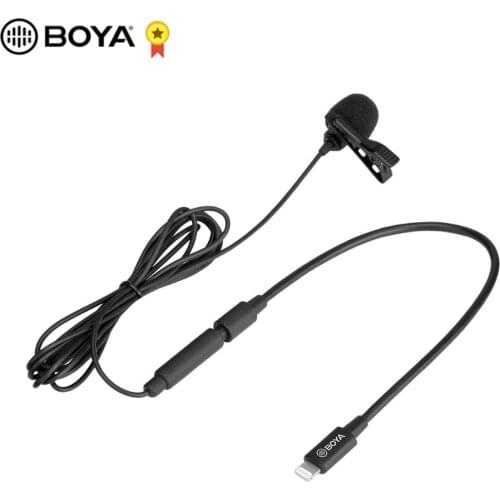 BOYA Cardioid Lavalier Lapel Clip-on Microphone Detachable Single Head with 3.5mm TRS Cable for iOS Smartphones