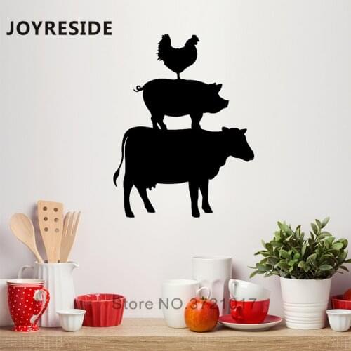 JOYRESIDE Cow Pig Chicken Wall Stickers Home Kids Playroom Wall Decor Animal Wall Decals Vinyl Cow Sticker Room Decoration WM181