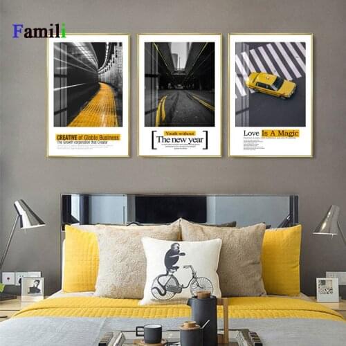 New York Tram Taxi Street Landscape Wall Art Canvas Painting Nordic Posters And Prints Wall Pictures For Living Room Wall Decor