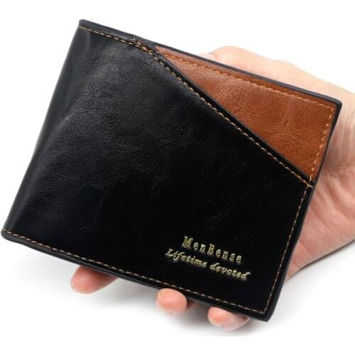 New Style Mens Wallet Fashion Leisure Pu Splicing Three-layer Package Multi-function Multi-card Mens Short Wallet Purse