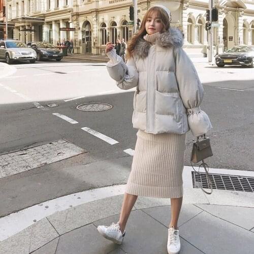 Autumn Winter 2020 Female Coat Fur Collar Hooded Parkas Coat New Fashion Thick Warm Loose Casual Oversized Women Jacket B17