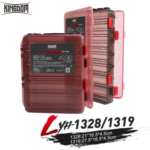 Kingdom Fishing Lure Tackle Boxes 12 16 Compartments Plastic Fishing Accessories Storage Case Double Sided High Strength Boxes