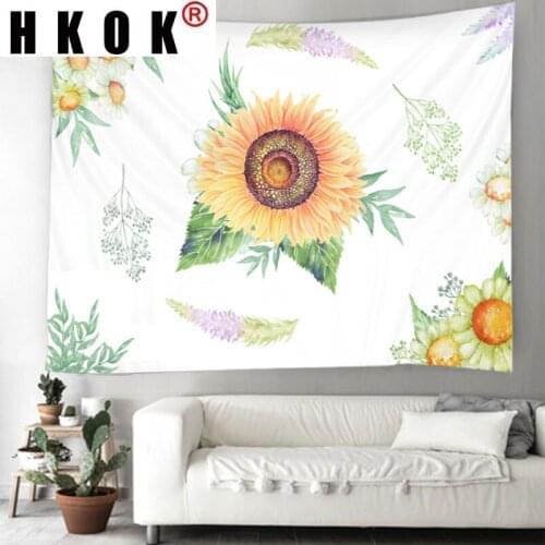 HKOK Sunflower Tapestry Hanging Covering Rugs Background Cloth Beach Mat Blanket Art Bedroom Living Home Decor