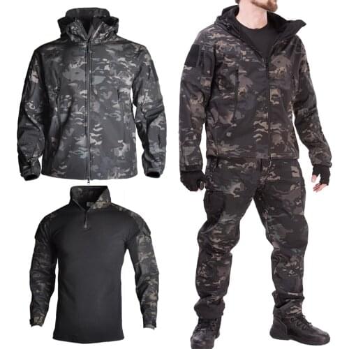 Hiking Army Jackets Men Military Camping Tactical Jacket Winter Shark Skin SoftShell Waterproof Jacket Windbreaker Hunt Clothes