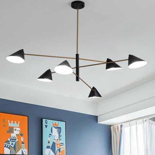 Postmodern Chandelier For Living Room Black and Gold Lustre Bedroom E14 bulb Lighting Simple modern Chandeliers Fixtures WF1028