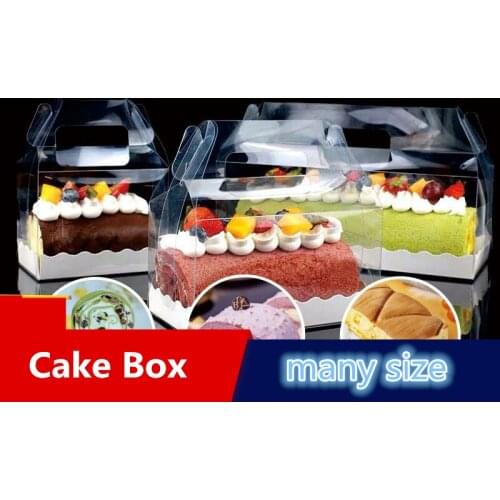 Clear Plastic Portable Cupcake Swiss Packing Gift Box Transparent Cake Box With Handle
