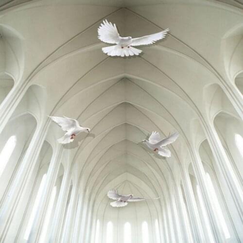 Dropship Colomac White Wallpaper Space Expansion Peace Pigeon Wallpaper Geometric Papel De Pared 3d Wall Papers Home Decor