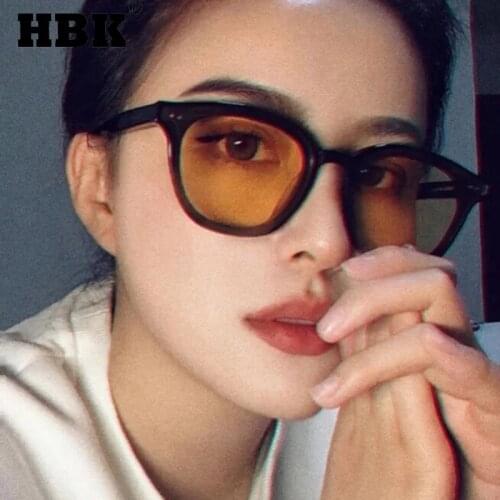 HBK Fashion Square Sunglasses Women Men Luxury Brand Design Black Orange Big Shades Unisex Driving Eyeglasses Travel UV400