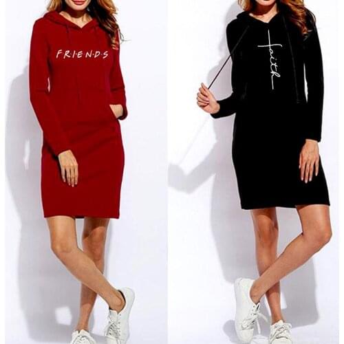 Large Size Autumn and Winter Lengthened Sports Hoodie Womens Pullover Long-Sleeved Sweatshirt Dress Clothes Hooded Sweater