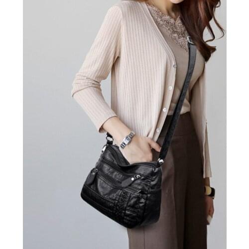 All-Match Solid Shoulder Bag PU Leather Multi-Compartment Large Capacity Shoulder Bags Woman Crossbody Bags