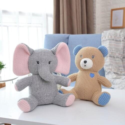 Crochet Knitted Stuffed Toys Elephant Bear Dinosaur Cotton Rope Plush Toy Girls Boys Animal Dolls Birthday Gift for Kids