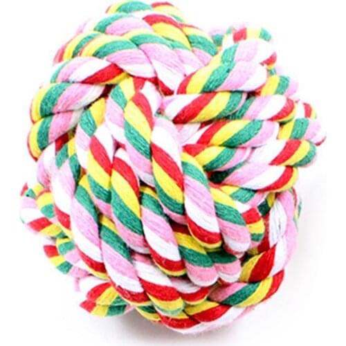 Pet Chew Rope Cotton Funny Handmade Weave Ball Toy Colorful Dog Bite Toy Dog Training Toy Dog Bite Ball Chase Toys Random Color