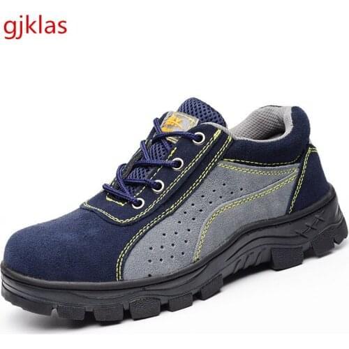 Protect Work Safety Shoes Steel Toe Boots Mens Shoes Genuine Leather Working Shoes Man Safety Construction Shoes for Men Boots