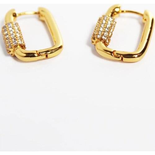 Hoop Earrings for Women Square Zircon Gold Plated Filled Hoops Fashion Jewelry 2021 Morden Woman Earring Bijouterie Female