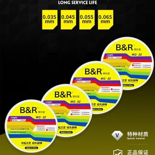 LCD OLED Screen Separating Line Super Hardness Cutting Wire 0.035mm 0.045mm 0.055mm 0.065mm Alloy Steel Wire for Phone Repair