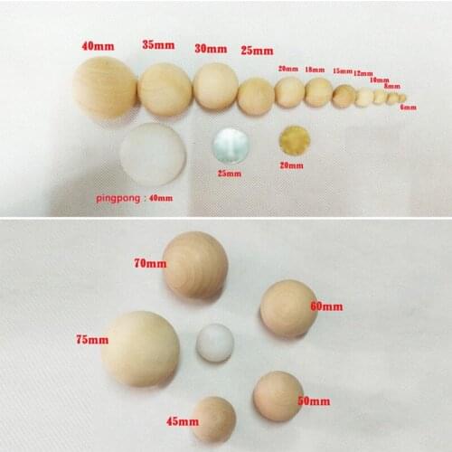 1pc Wood ball Bracelet Unpainted DIY Craft Jewelry Holes 30mm-60mm Natural Wood Spacer