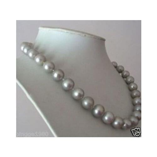 10-11MM SOUTH NATURAL GRAY PEARL NECKLACE 17.5Inches
