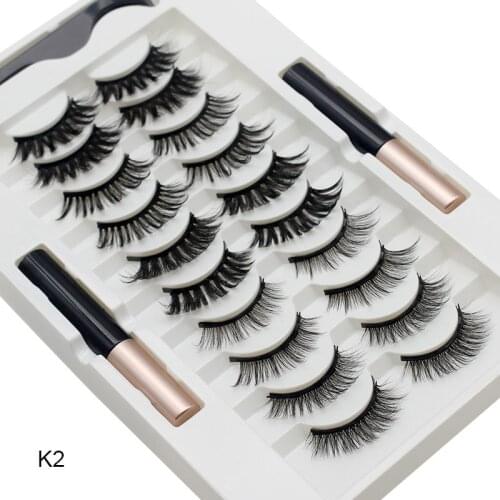 10 Pairs Magnetic Eyelashes Kit With Eyeliner Natural Thick Long Eye Lashes Extension Reusable False Eyelashes Makeup Tool TSLM1