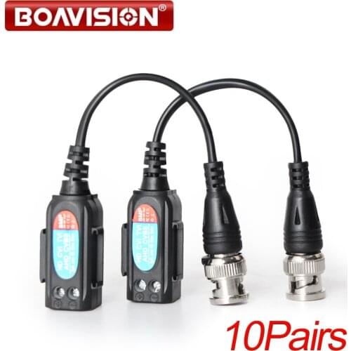 10Pairs Enhanced Twisted CCTV Video Balun Passive Transceivers UTP Balun BNC Cat5 Support Distance 200m HDCVI/AHD/TVI Camera