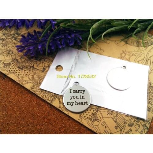10pcs-stainless steel Charms "I carry you in my heart" DIY Charms Pendants for necklace/bracelet/keychain DIY jewelry