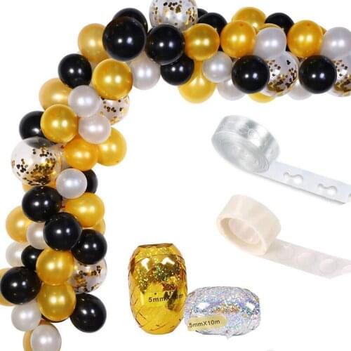 114 Pcs Balloon Garland Kit Black White Gold Balloons for Baby Shower Party Backdrop Decor Birthday Wedding Party Supply