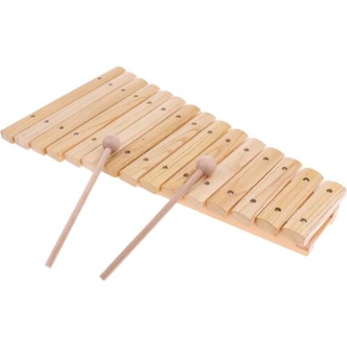 15 Notes Wood Xylophone with 2 Mallets for Children Kids Musical Educational Toys
